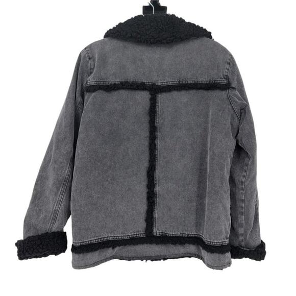 BDG  Fleece Lined Full Zip Utility Denim Cotton Jacket In Black Size Small - Picture 5 of 5